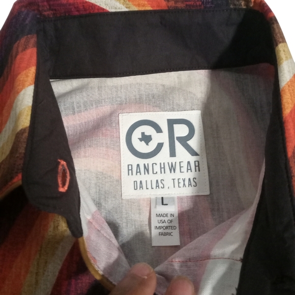 CR Ranchwear Women's Abstract Print Button Up Pro Western Shirt Blouse Large - Picture 2 of 7